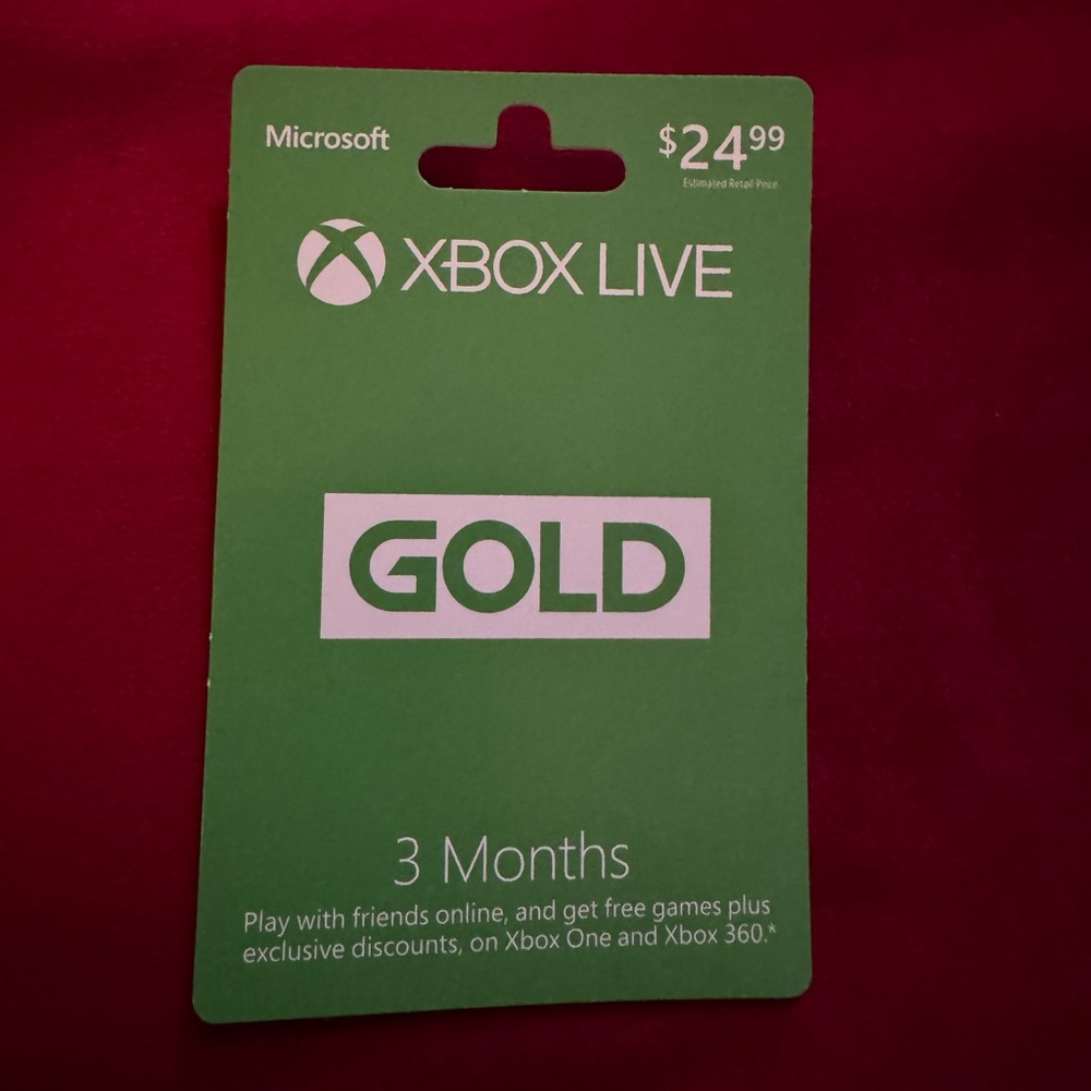Microsoft Xbox Live Gold Membership Card BRAND NEW!